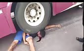 Cyclist crushed under bus wheels 1