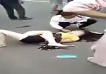 Nasty leg break of asian girl in road accident 2