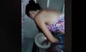 Crazy woman drinking from toilet 2