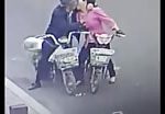 Two old asian lovers on the road 1