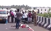 Motorcyclist trampled by truck 4