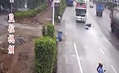 Horrific motorcycle accident crashing straight into big bus 6
