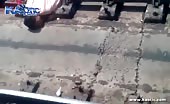 Guy sliced in half on the railway tracks 2
