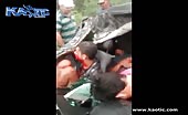 Man covered in blood and trapped in a wreck 4