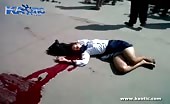Girl laying dead leaking a lot of blood 9