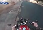 Instant karma for biker after flipping the bird 1
