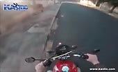 Instant karma for biker after flipping the bird 6
