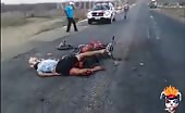 Dead motorbike rider on freeway 6