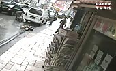 Old woman is slammed by a car and crashes into a parked van 5