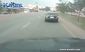 Unfortunate biker knocked off by one car 4
