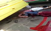 Man in pain laying in a pool of blood 12