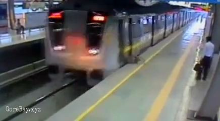 Drunk man twisted by a moving train 7