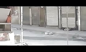 Sniper kills a citizen in the street, syria 2