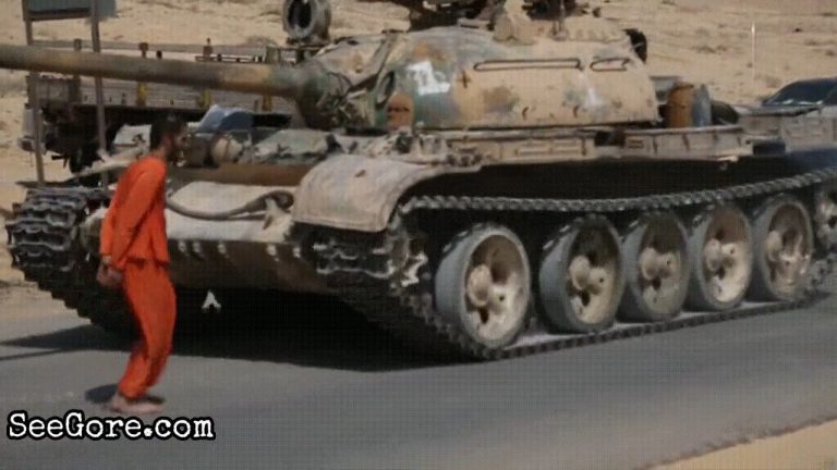 ISIS flattens a man with a tank 14