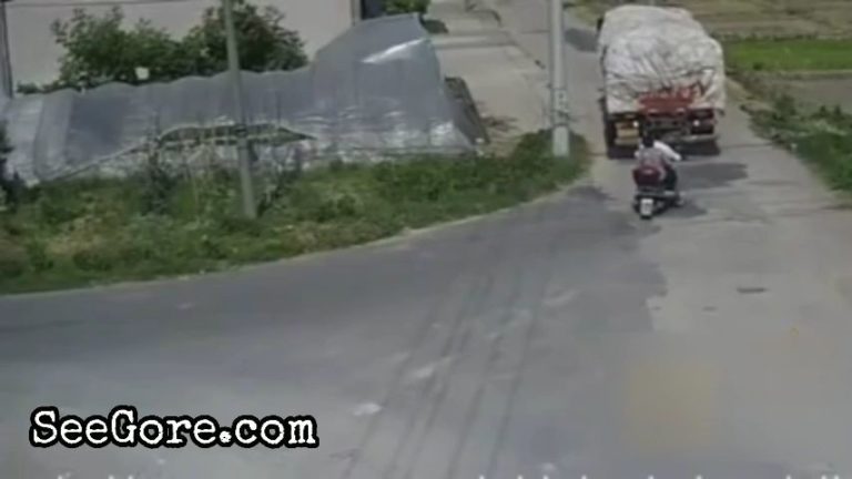 Careless truck driver rolls over biker with passenger 12