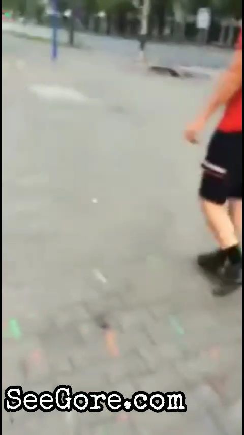 Construction worker splatted on sidewalk in downtown of Poland 8