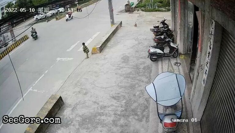 Boy crosses the road, hit by a speeding car 17