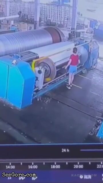 Woman rolled into a big machine 1