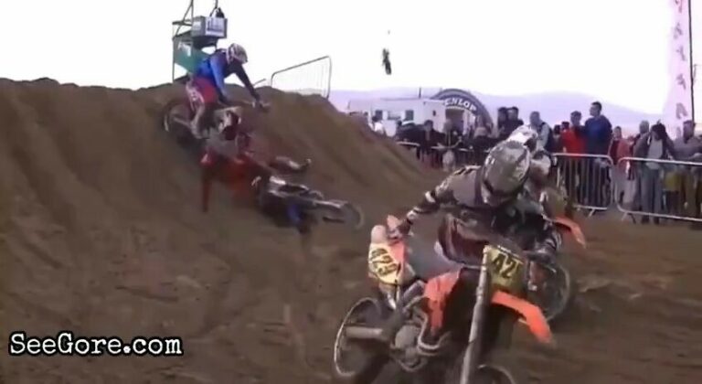 Bike lands on neck, knocking a guy off 13