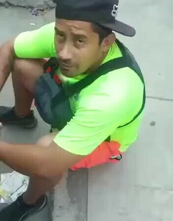 Blood gushing out after being shot point-blank