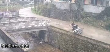 Biker thrown into a big ditch 12