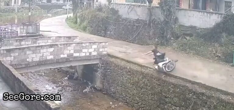 Biker thrown into a big ditch 22