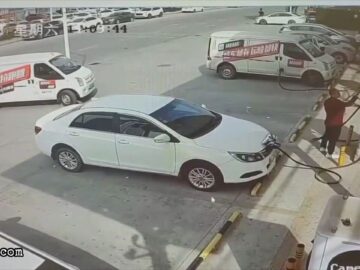 Courier van drives straight into a man 5