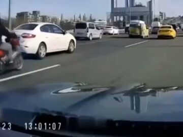 Instant karma to a biker in a road rage 5