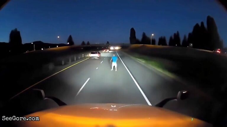 Man appears out of nowhere in front of a truck 15