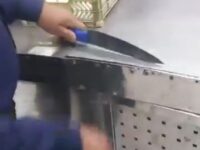 Stupid Man Bang His Palm on Knife's Sharp Eege 10