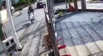 Biker Hits a Pole Head-On 1